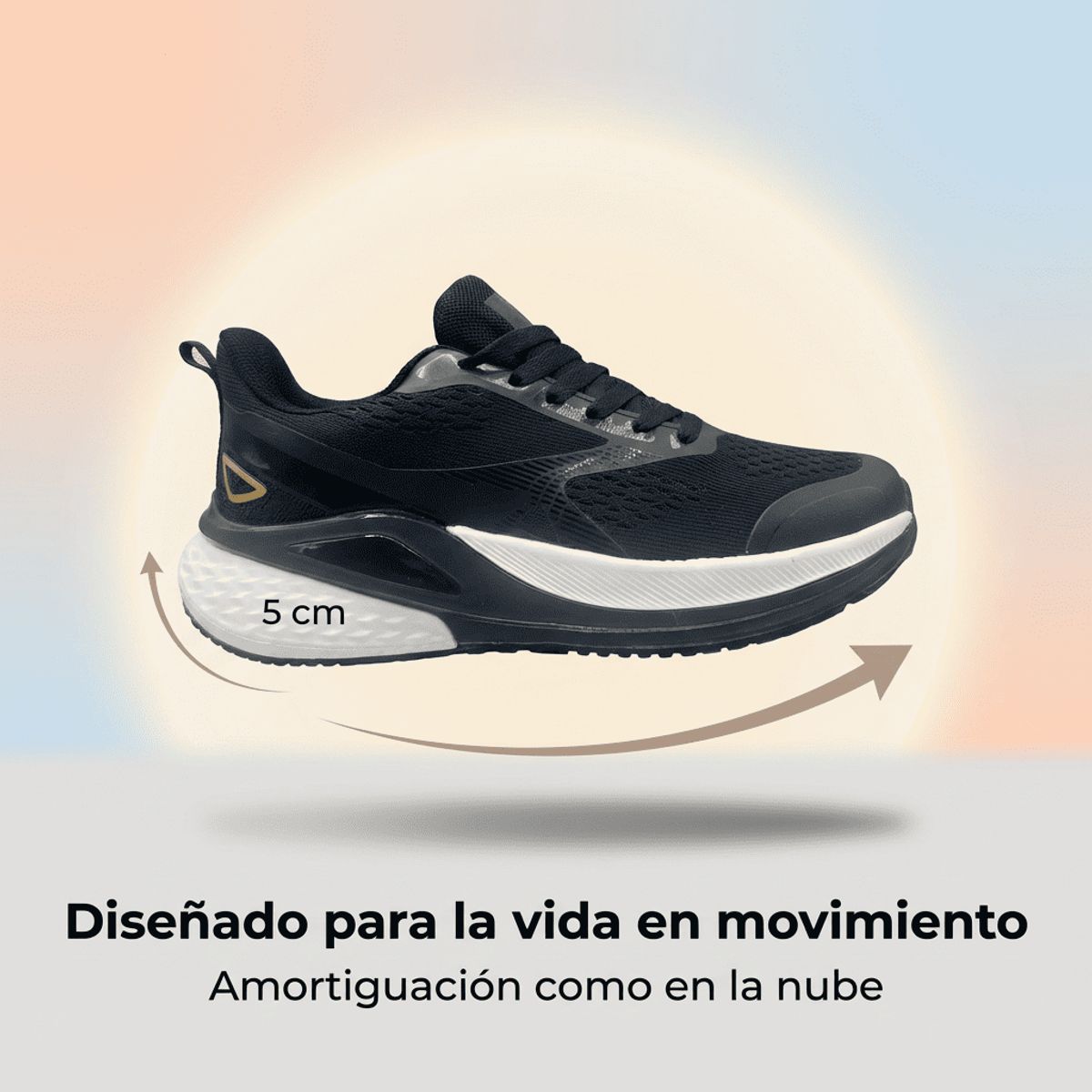 BOVINITA - Zapatilla mujer deportiva negra running gimnasio gym Aire
