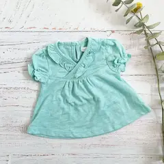 WAWA BABY DESIGN - BLUSA MANGA CORTA MAYA VERDE BEBÉ NIÑA