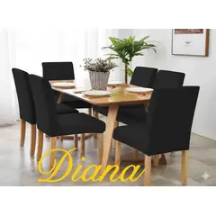 DIANA - FUNDA ELASTIZADAS PARA SILLAS DE COMEDOR SET DE 6 UNIDADES UNICOLOR NEGRO
