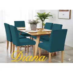 DIANA - FUNDA ELASTIZADAS PARA SILLAS DE COMEDOR SET DE 6 UNIDADES UNICOLOR TURQUESA