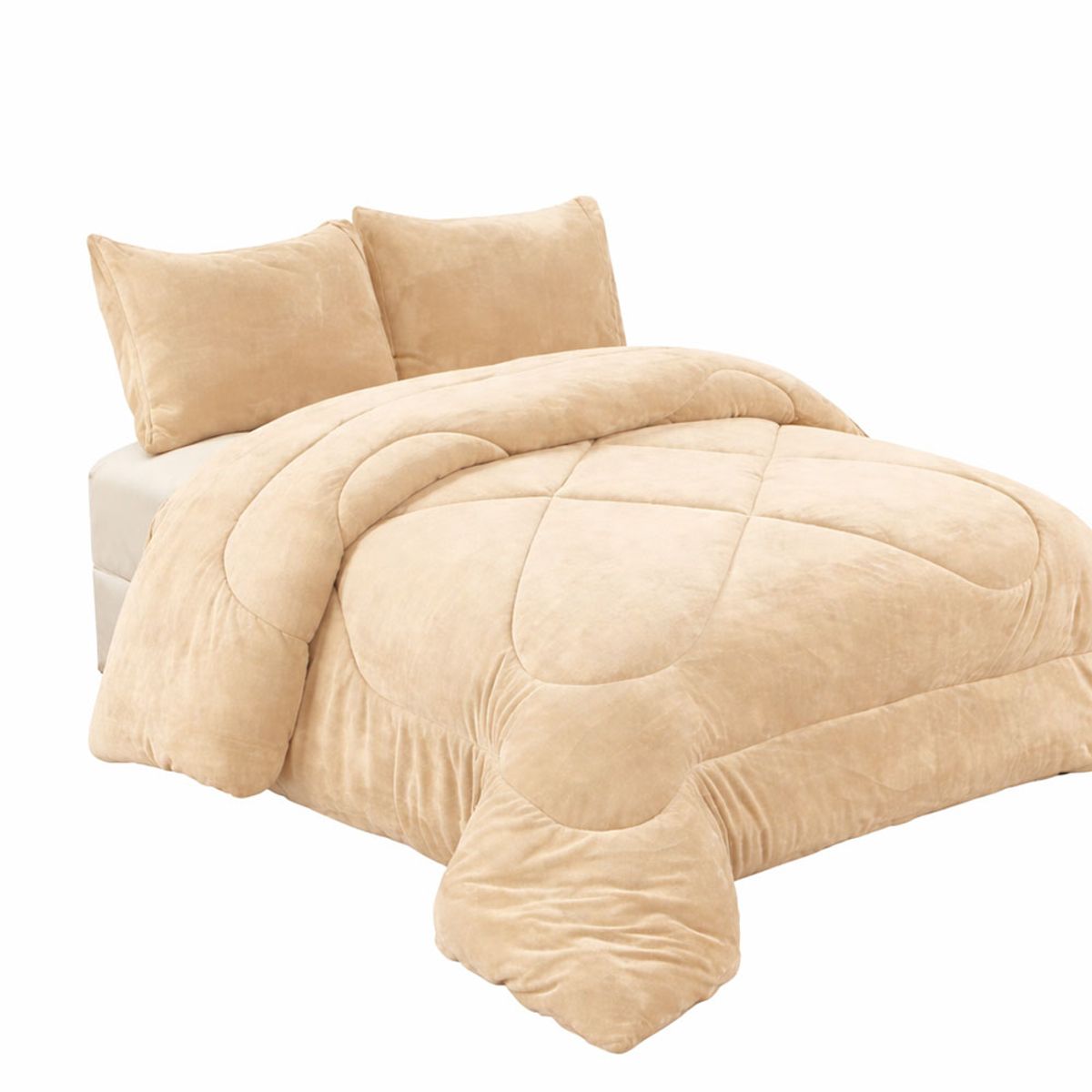 GENERICO - Cobertor con Chiporro 2 Plazas de Invierno Plush Liso Beige