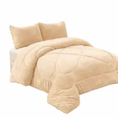 GENERICO - Cobertor con Chiporro 2 Plazas de Invierno Plush Liso Beige