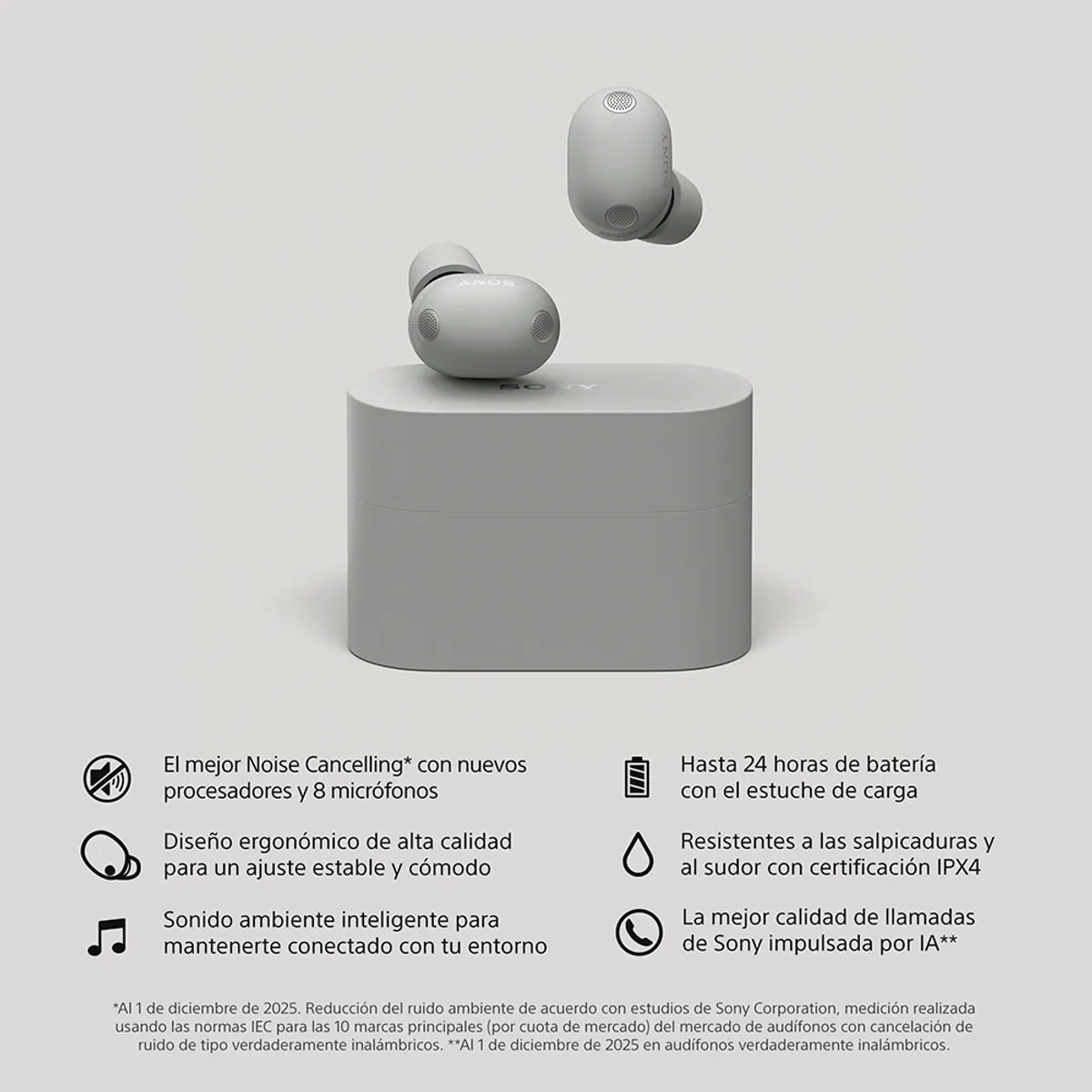 SONY - Audífonos inalámbricos noise cancelling Sony WF-1000XM6 Gris