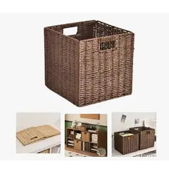 GENERICO - Canasto Organizador Decorativo Mimbre Cafébeige Plegable