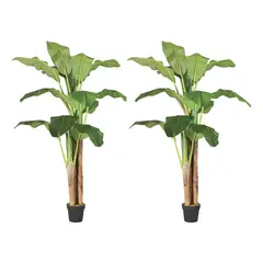 ARBUSTO REAL - Planta Artificial Decorativa Arbol Grande Pack Banano 180cm Verde