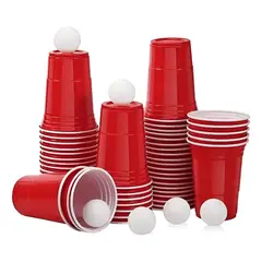 JAGIMA - Vaso Plastico Rojo Desechable Fiesta 450 Ml X 100 Uds Rojo