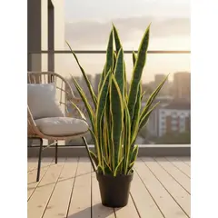 ARBUSTO REAL - Planta Artificial Lengua De Suegra Sansevieria 60 Cm18 Hjs Verde Claro