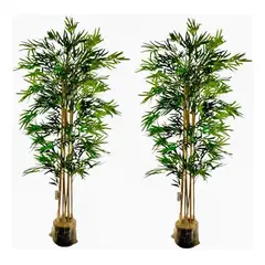 ARBUSTO REAL - Planta Artificial Decorativa Arbol Grande Pack Bamboo 150cm Verde