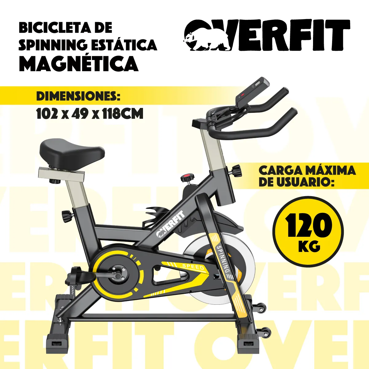 OVERFIT - Bicicleta Spinning Magnetica Pro Overfit Estatica Gym 6kg