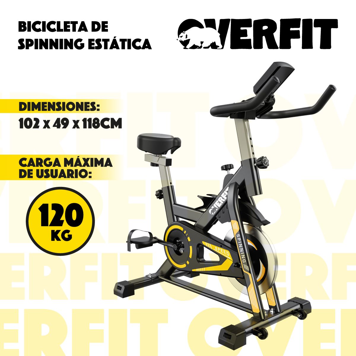 OVERFIT - Bicicleta de Spinning Pro Overfit Estatica Fitness Gym 6 kg