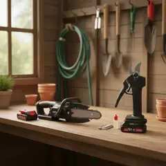 GENERICO - Mini Sierra Electrica Mas Tijera De Poda Inalambrica 98v Con 2 Baterias Litio FIGOIMPORT