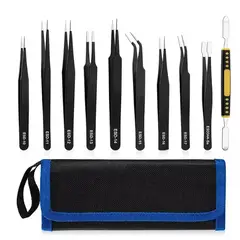 GENERICO - Set 10 Pinzas Antiestaticas Precision Electronica