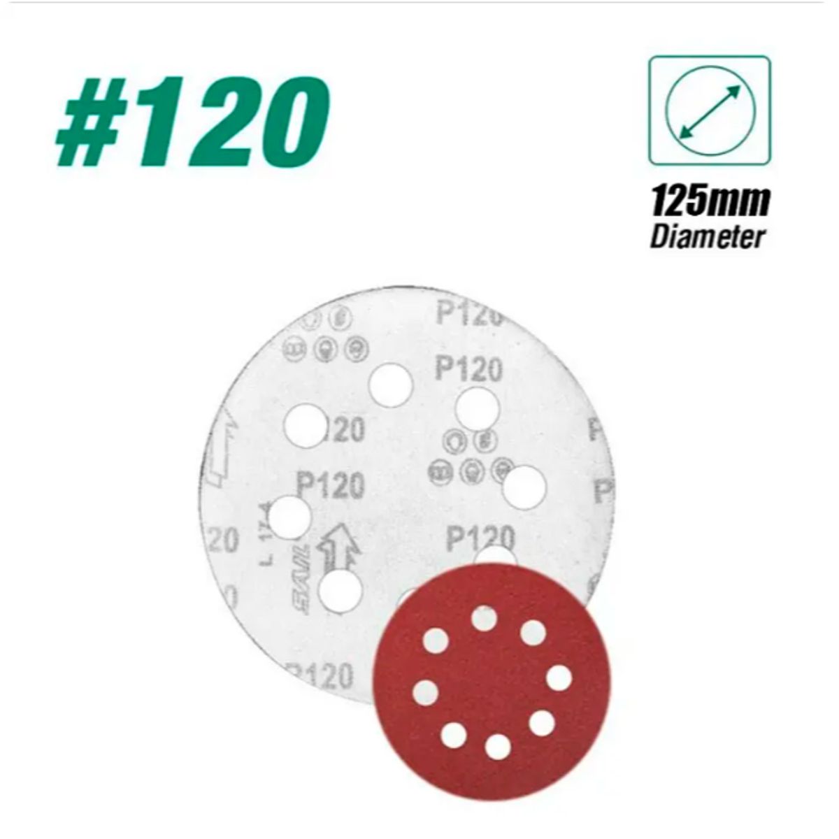 GENERICO - Set 100 Lijas 120 Velcro 125mm 8 Orificios