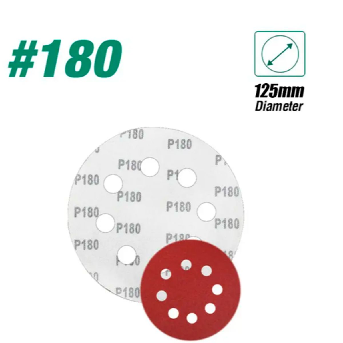 GENERICO - Set 100 Lijas 180 Velcro 125mm 8 Orificios Pro