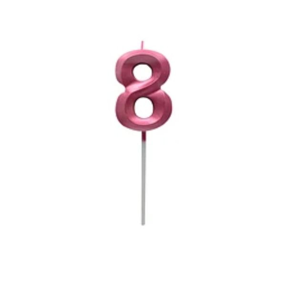 GENERICO - Vela fucsia metalizada numero 8