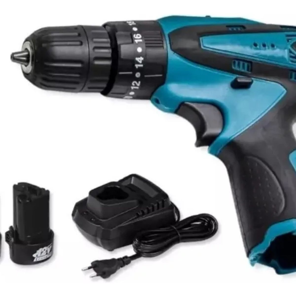 GENERICO - Taladro Atornillador Inalambrico 12v Con 2 Baterias 3000mah Mandril 10mm Y Luz Led FIGOIMPORT