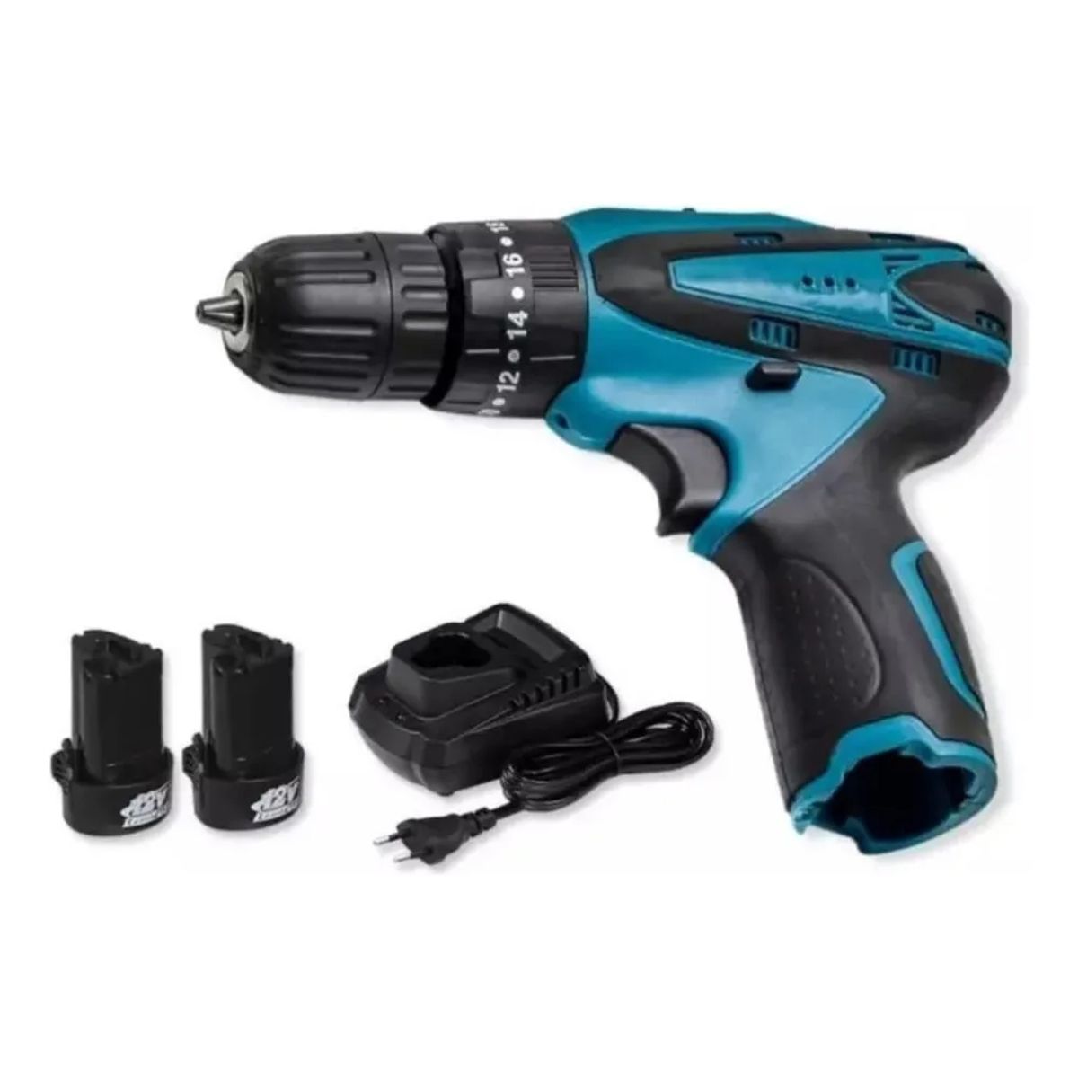 GENERICO - Taladro Atornillador Inalambrico 12v Con 2 Baterias 3000mah Mandril 10mm Y Luz Led FIGOIMPORT