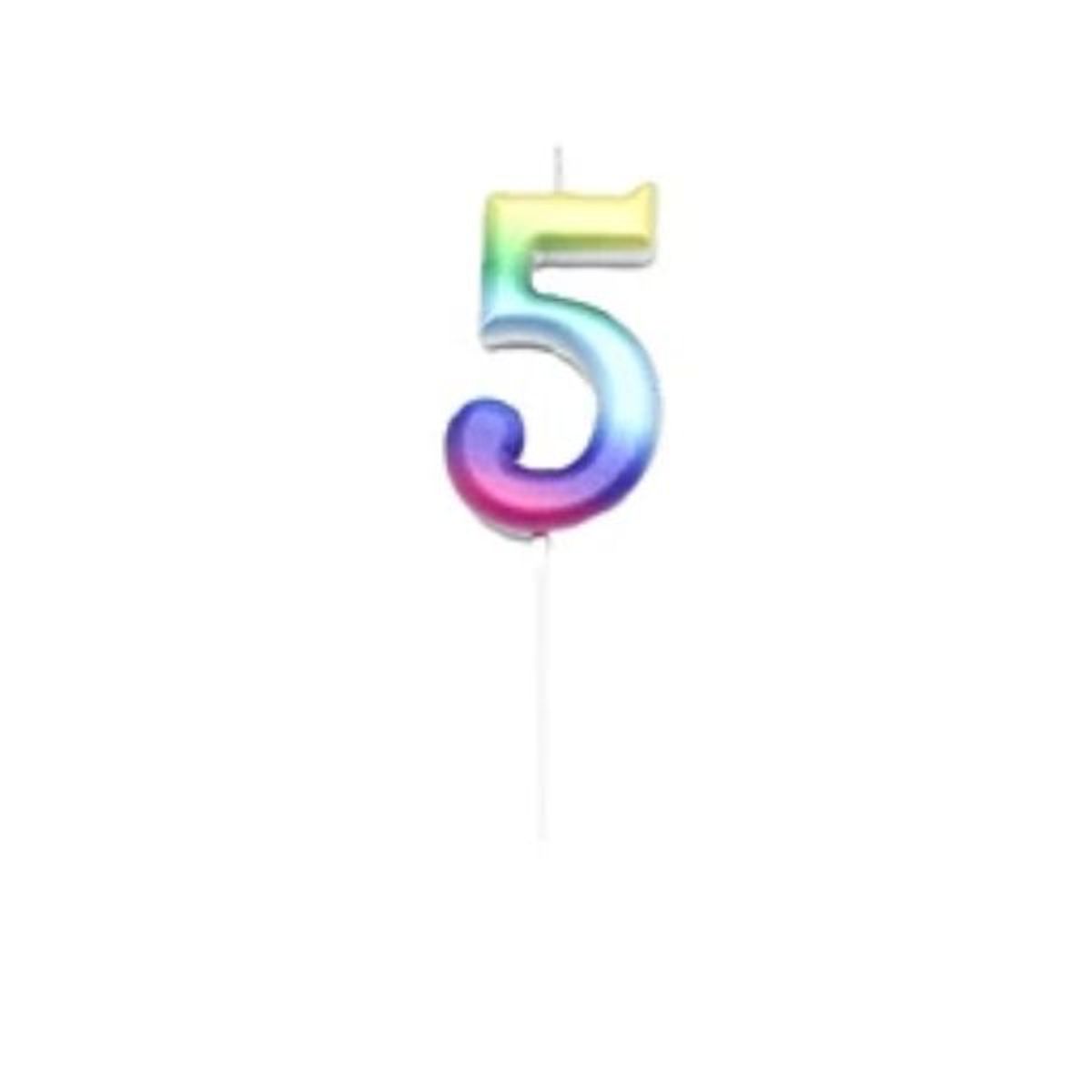 GENERICO - Vela numero 5 multicolor 7cm