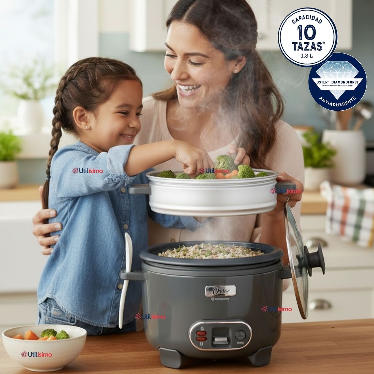 OSTER - Oster Arrocera 3en1,Recubrimiento Antiadherente 1,8 L Oster DiamondForcen,CKSTRC10DFSKE Version 2026