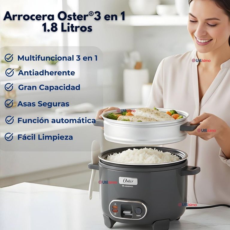 OSTER Arrocera 3en1,Recubrimiento Antiadherente 1,8 L DiamondForcen,CKSTRC10DFSKE Version 2026