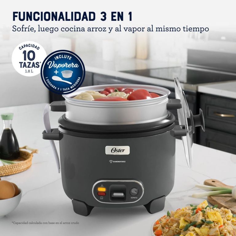 OSTER Arrocera 3en1,Recubrimiento Antiadherente 1,8 L DiamondForcen,CKSTRC10DFSKE Version 2026
