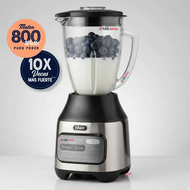 Licuadora Oster® con tecnología reversible, 2 programas automáticos y 3 velocidades más pulso