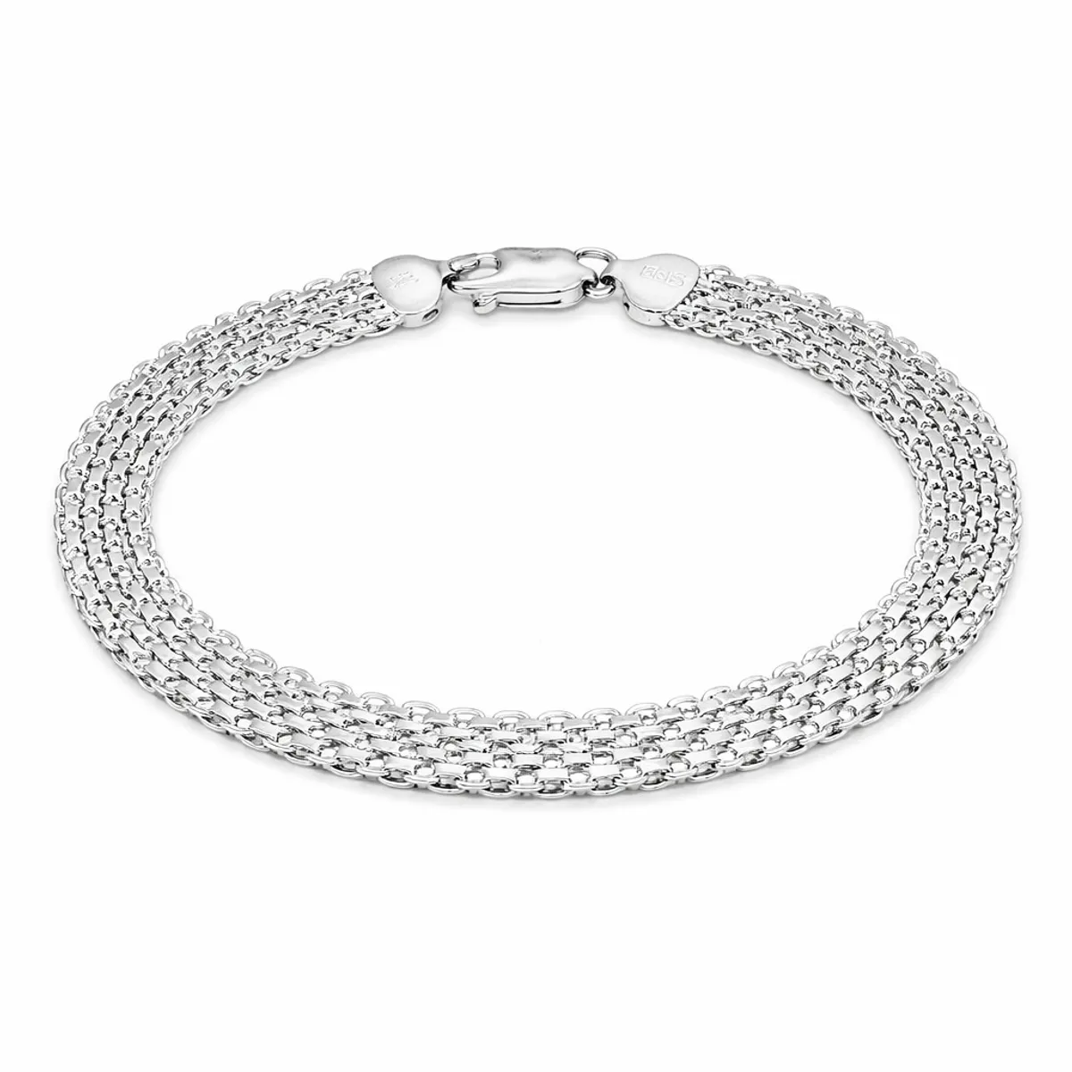 JOYAS MYTOKE - Pulsera Cinta Tejida Plata Fina 925 Petate Brazalete Mujer