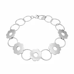 JOYAS MYTOKE - Pulsera Flores y Argollas Plata Fina 925 Juvenil Femenina