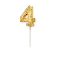 GENERICO - Vela número 4 purpurina color oro 14cm
