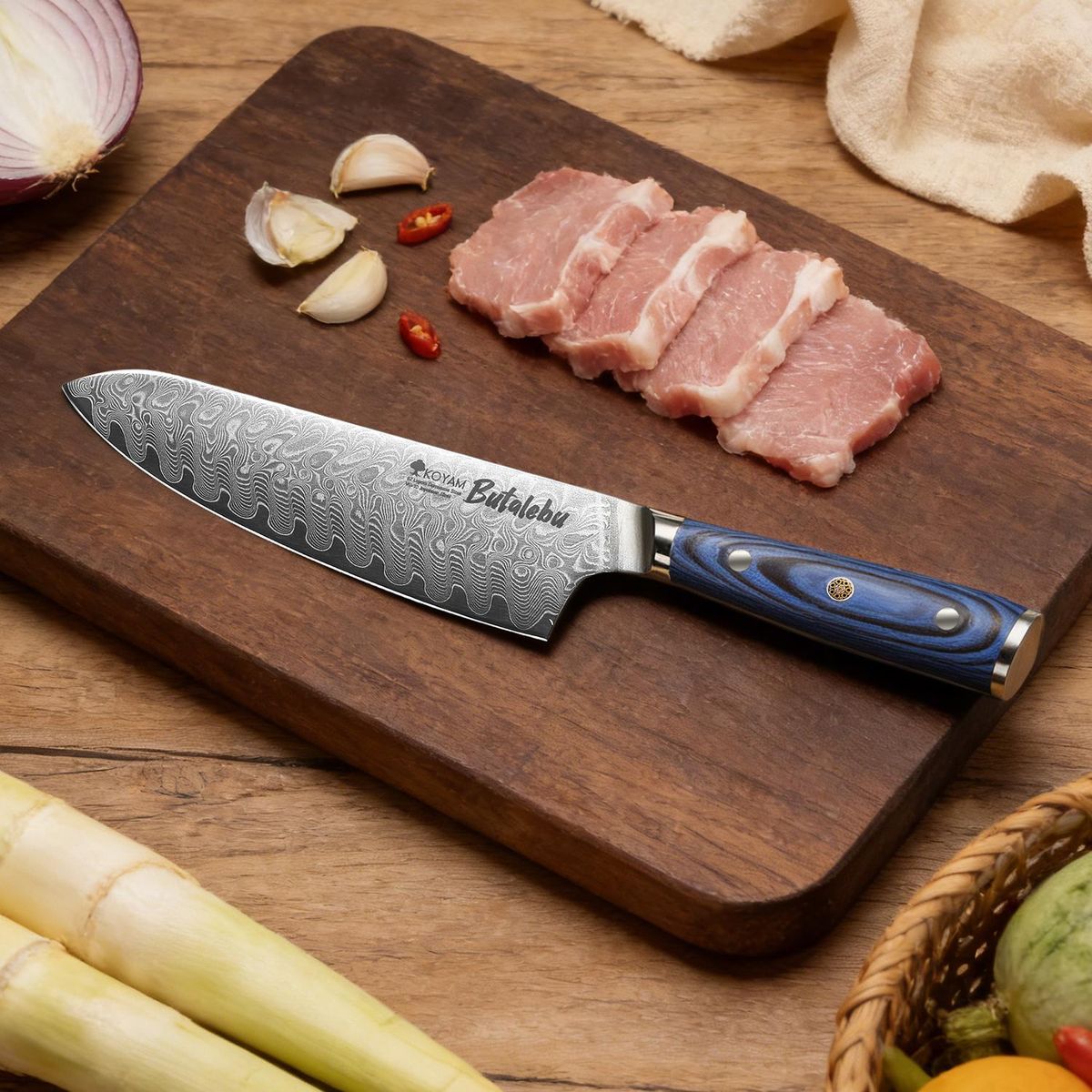 KOYAM - Cuchillo Chef 20cm Butalebu Acero Damasco VG-10 Koyam