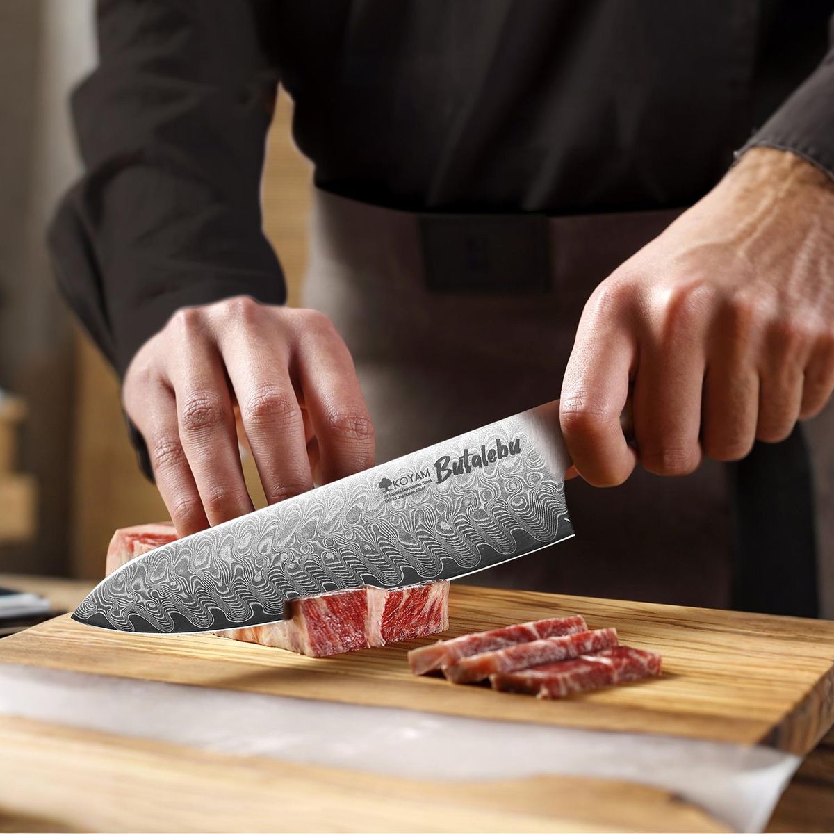 KOYAM - Cuchillo Chef 20cm Butalebu Acero Damasco VG-10 Koyam
