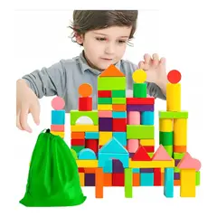 GENERICO - 100 Bloques Para Ninos De Madera Para Construir Regalo