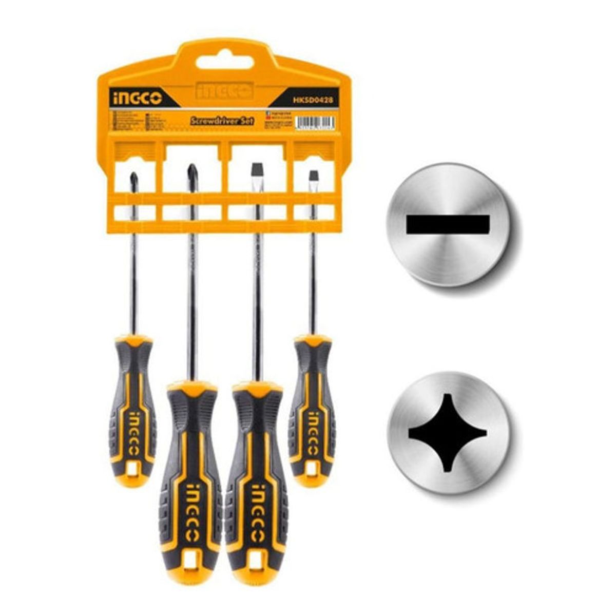 INGCO - Juego Destornilladores 4pcs Paleta Y Cruz Ingco