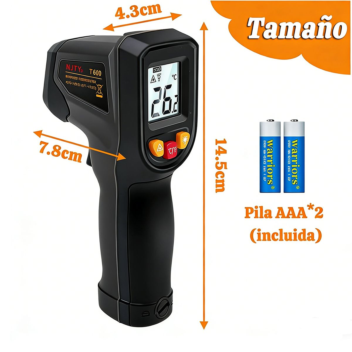 GENERICO - -50℃ A 600℃  Pistola Termómetro Infrarrojo Cocinar Industria-Negro