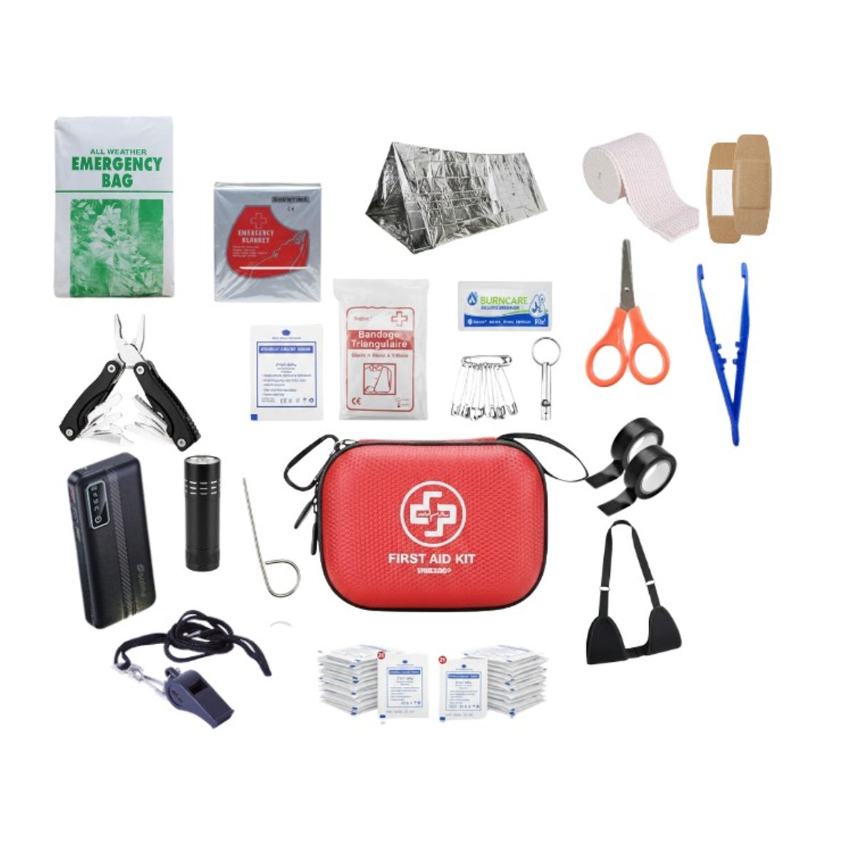 MOVI - KIT DE EMERGENCIA BASIO O PERSONAL CON 55 PIEZAS INCLUYE POWER BANK