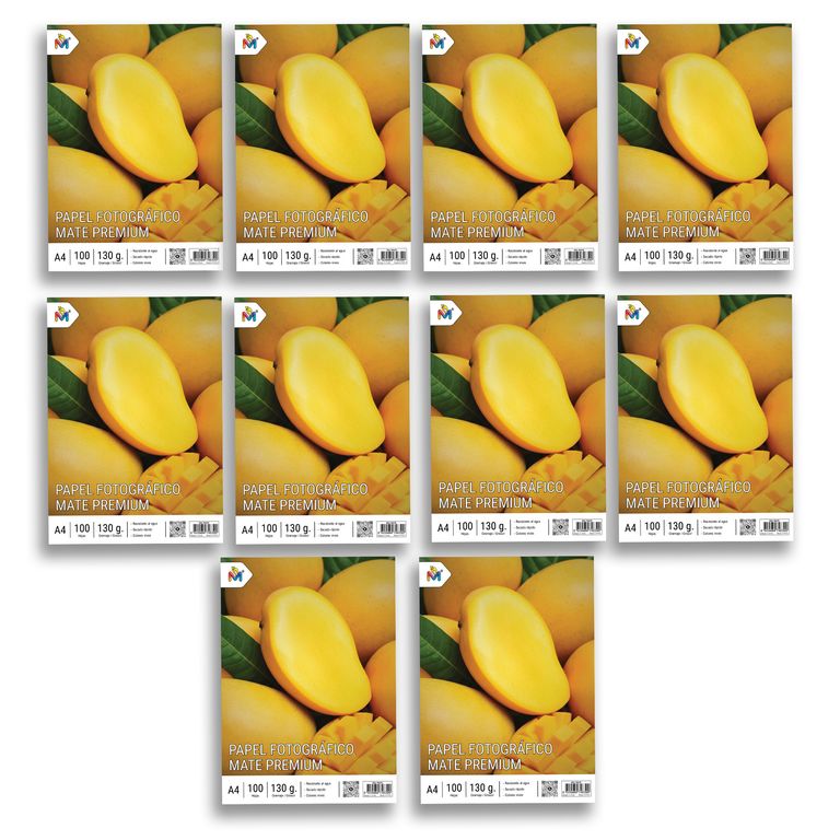 Pack x10 Papel Mate 130g A4 - 1000 Hojas Fotos Sin Reflejo
