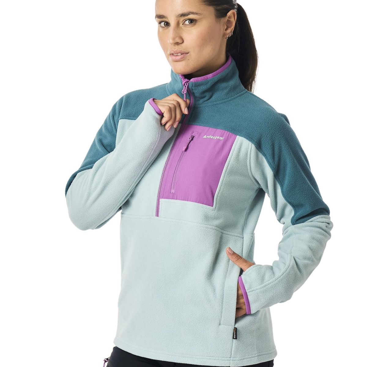 ANDESGEAR - Polar Mujer New Maihue 1/2 Verde Andesgear
