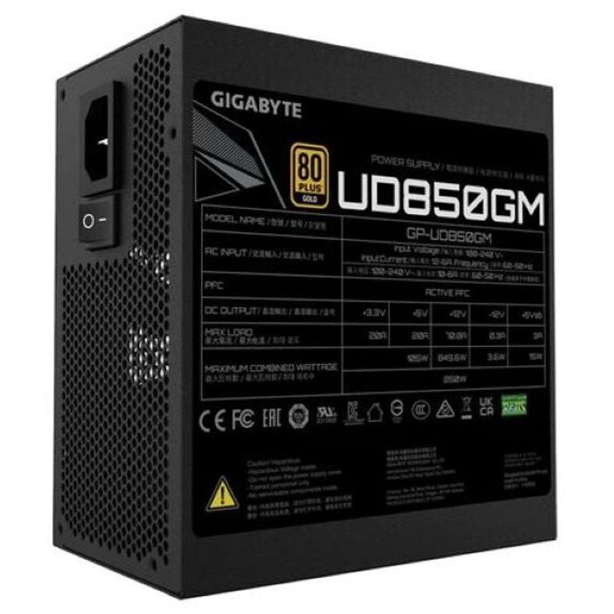 GIGABYTE - Fuente de Poder - Gigabyte GP-UD850GM - 80PlusGold - Modular