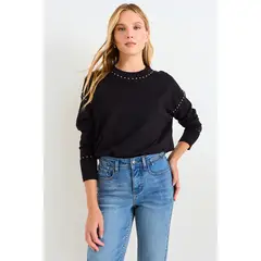 ASH - Sweater Cuello Redondo Mujer Negro
