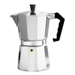 GENERICO - Cafetera Italiana De Aluminio 6 Tazas Cafe Desayuno Gris