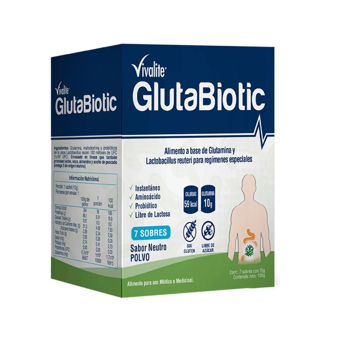 GENERICO - Vivalite Glutabiotic Restaurador Intestinal 7 Sobres Diarrea