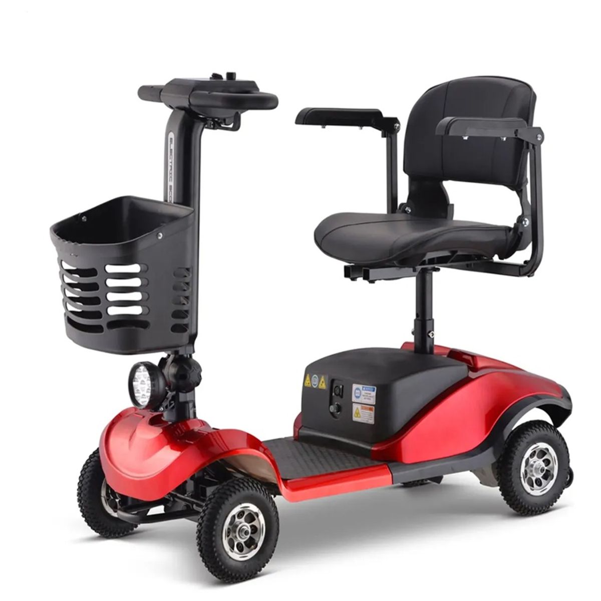 ONEDER - Silla Electrica Scooter Cuatro Ruedas Con Respaldo Rojo