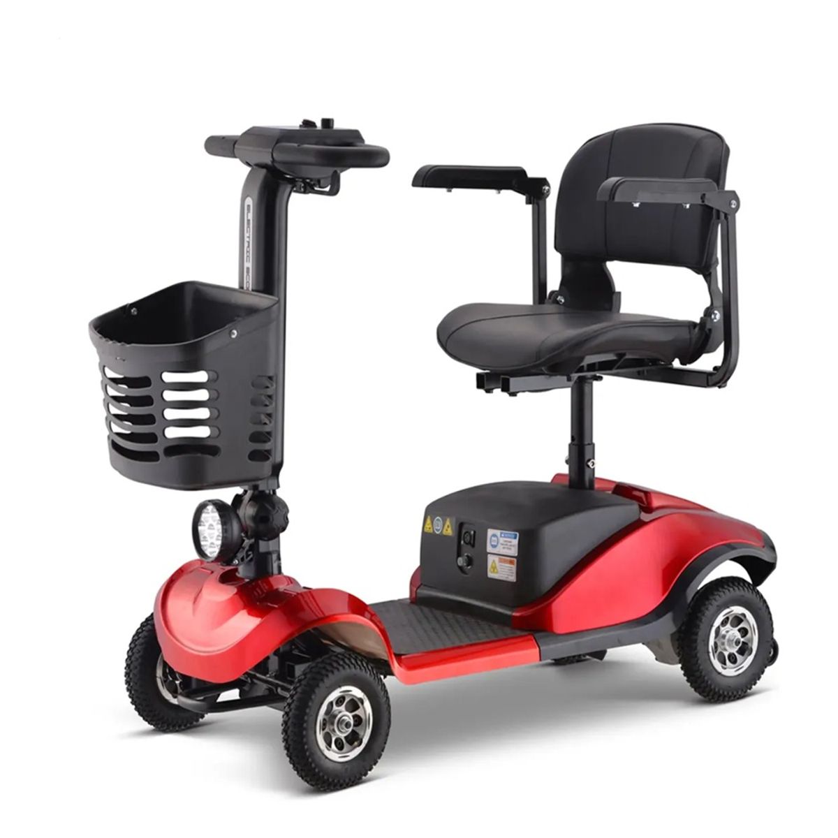 ONEDER - Silla Electrica Scooter Cuatro Ruedas Con Respaldo Rojo