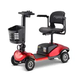 ONEDER - Silla Electrica Scooter Con Respaldo Cuatro Ruedas Rojo