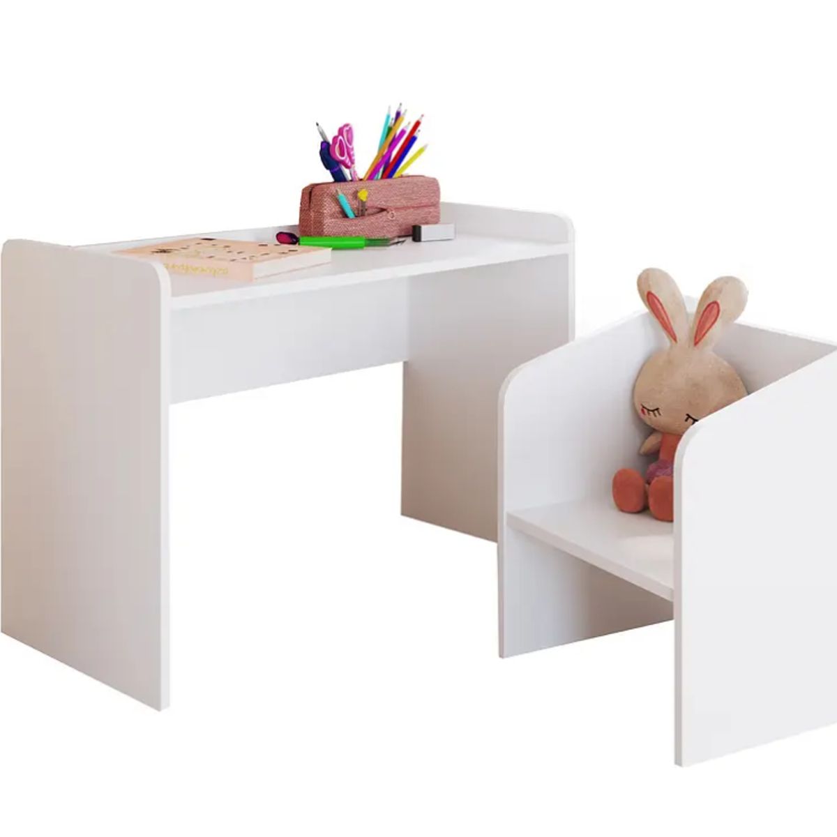 KIDSCOOL - Mesa Escritorio Con Silla Montessori Blanco