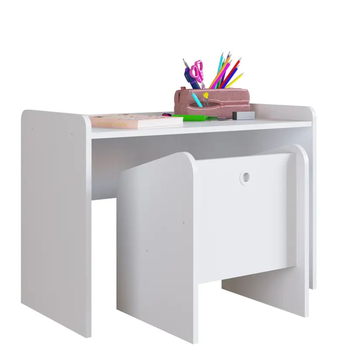 KIDSCOOL - Mesa Escritorio Con Silla Montessori Blanco