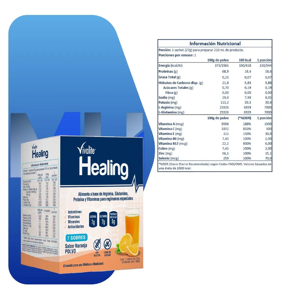 GENERICO - Vivalite Healing Suplemento Cicatrizacion Caja 7 Sobres