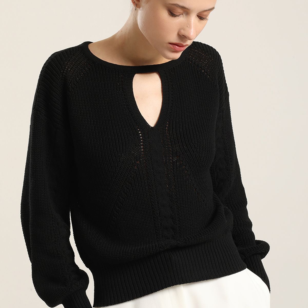 LIOLA - Jersey Punto Fantasia Negro Liola