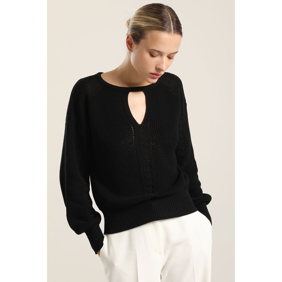 LIOLA - Jersey Punto Fantasia Negro Liola