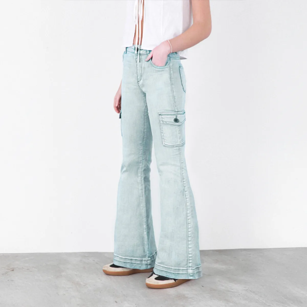 RAINDOOR - Pants Flare Cargo Verde Mujer Raindoor